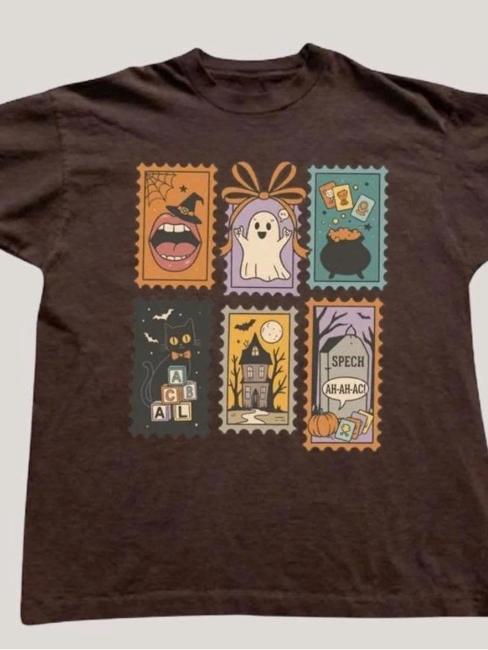 Halloween Stamp Graphic Brown Pet Tee